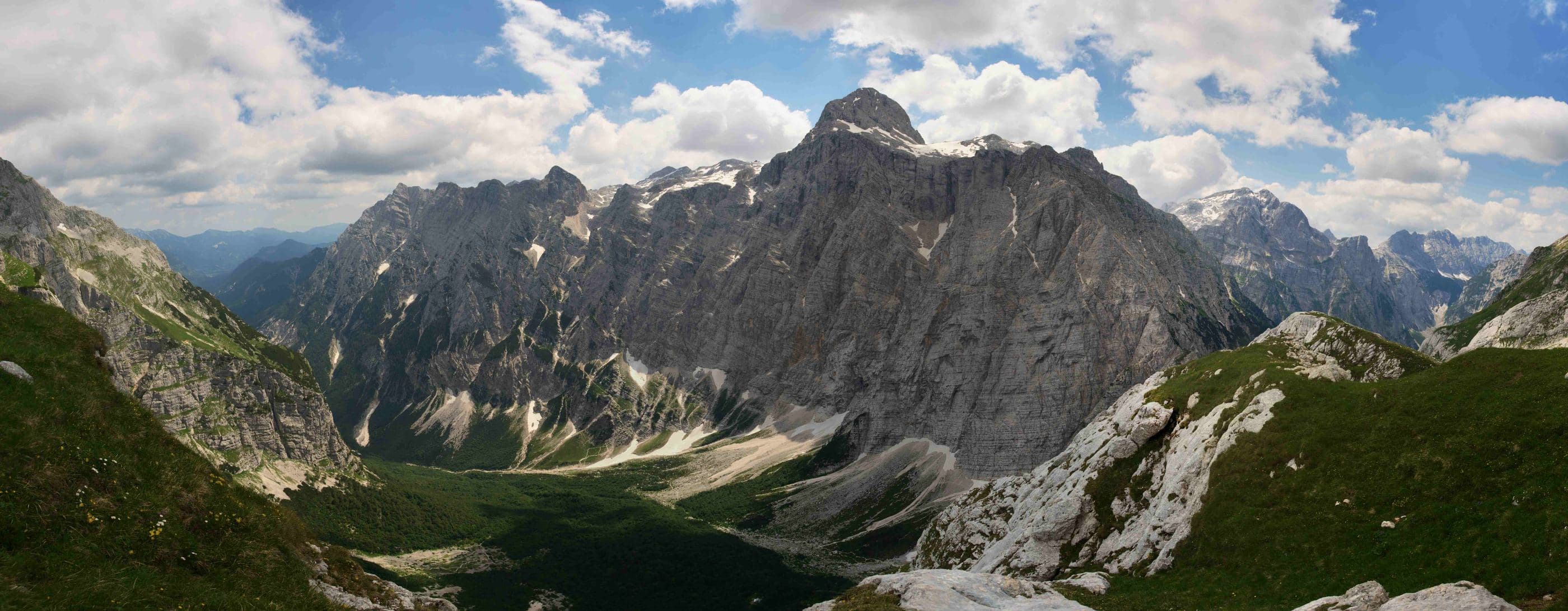 The Triglav massif seen from the Vrata valley
